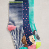 3pk Dog Pals Ankle Socks