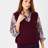 Fedora Knit Vest- Plum