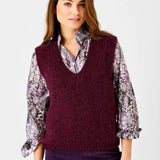 Fedora Knit Vest- Plum