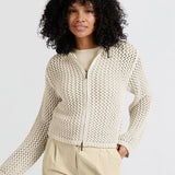 Mesh stitch cardigan with zipper