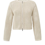 Mesh stitch cardigan with zipper