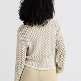 Mesh stitch cardigan with zipper