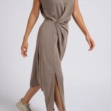 Midi Dress with Cap Sleeve - Clay Pebble