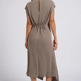 Midi Dress with Cap Sleeve - Clay Pebble