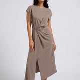 Midi Dress with Cap Sleeve - Clay Pebble