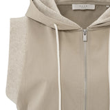 Sleeveless cardigan w/ hood
