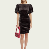 Puffed sleeved dress with gathering detail