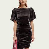 Puffed sleeved dress with gathering detail