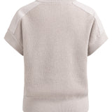 Knit top w/woven shoulder