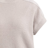 Knit top w/woven shoulder