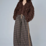 Plaid pull on Trouser w/stripe