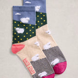 Fluffy Sheep Ankle Sock - Multi