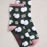 Fluffy Sheep Ankle Sock - Green