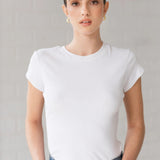 Ribbed fitted tee - white
