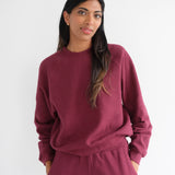 Waffle Raglan LS Top - Burgundy