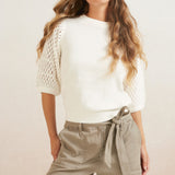 Textured Sleeve Sweater