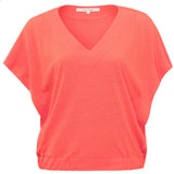 V-neck top with elastic waistband