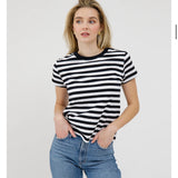 The Paris Tee - White/Black Stripe