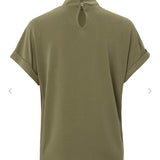 High Neck Top W/Pleat - LAST ONE Size XS