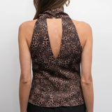 Sheila Cowl Leopard Halter Top