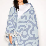 Drew Doodle Turkish Towel - Denim/Teal