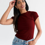 Ribbed Tee - Burgundy