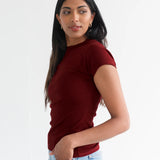 Ribbed Tee - Burgundy