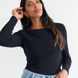 Ribbed Long Sleeve - Navy
