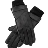 Leather Gloves with Knit Cuff