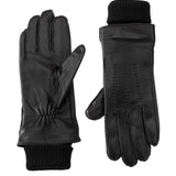 Leather Gloves with Knit Cuff