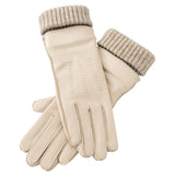 Leather Gloves with Knit Cuff