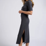 Midi Dress w/ Cap Sleeve pleated ring detail