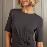 Midi Dress w/ Cap Sleeve pleated ring detail