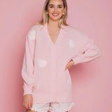 All over heart knit Cardi