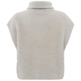 Sleeveless fluffy sweater with zip
