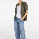 Woven blazer w/ short sleeves and detachable zip hem