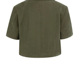 Woven blazer w/ short sleeves and detachable zip hem