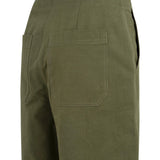 High waist barrel trousers w/ button detail