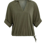 Jersey top w/ pleated sleeves