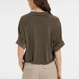 Jersey top w/ pleated sleeves