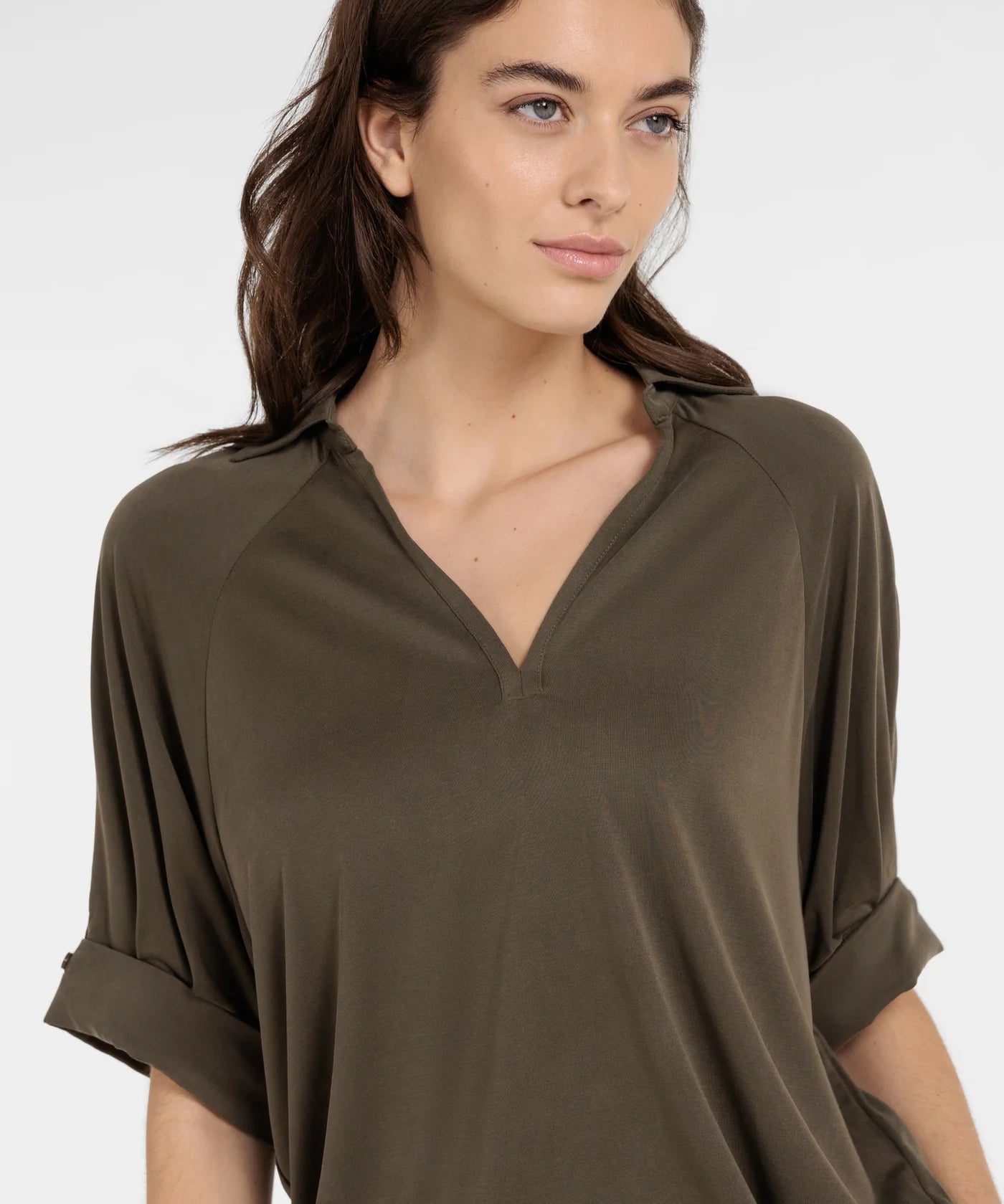 Jersey top w/ pleated sleeves