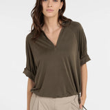 Jersey top w/ pleated sleeves