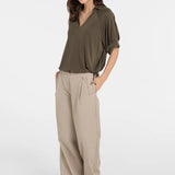 Jersey top w/ pleated sleeves