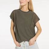 Top w/ sheer short sleeves