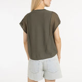 Top w/ sheer short sleeves