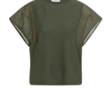 Top w/ sheer short sleeves