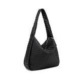 LG Waffle Shoulder Tote Bag - Black