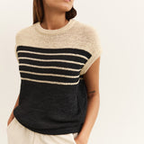 Sleeveless striped knit