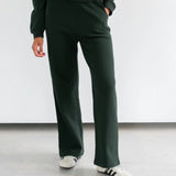 Waffle Wide Leg Pant - Forest Grn