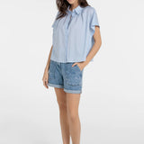 Denim short w/drawstring
